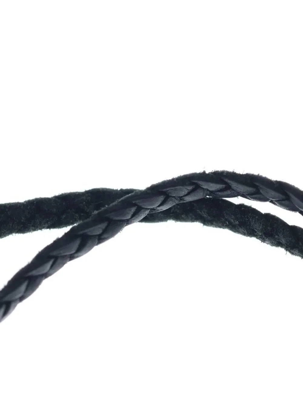 Chrome Hearts Leather Braid Scroll Blade Silver Necklace